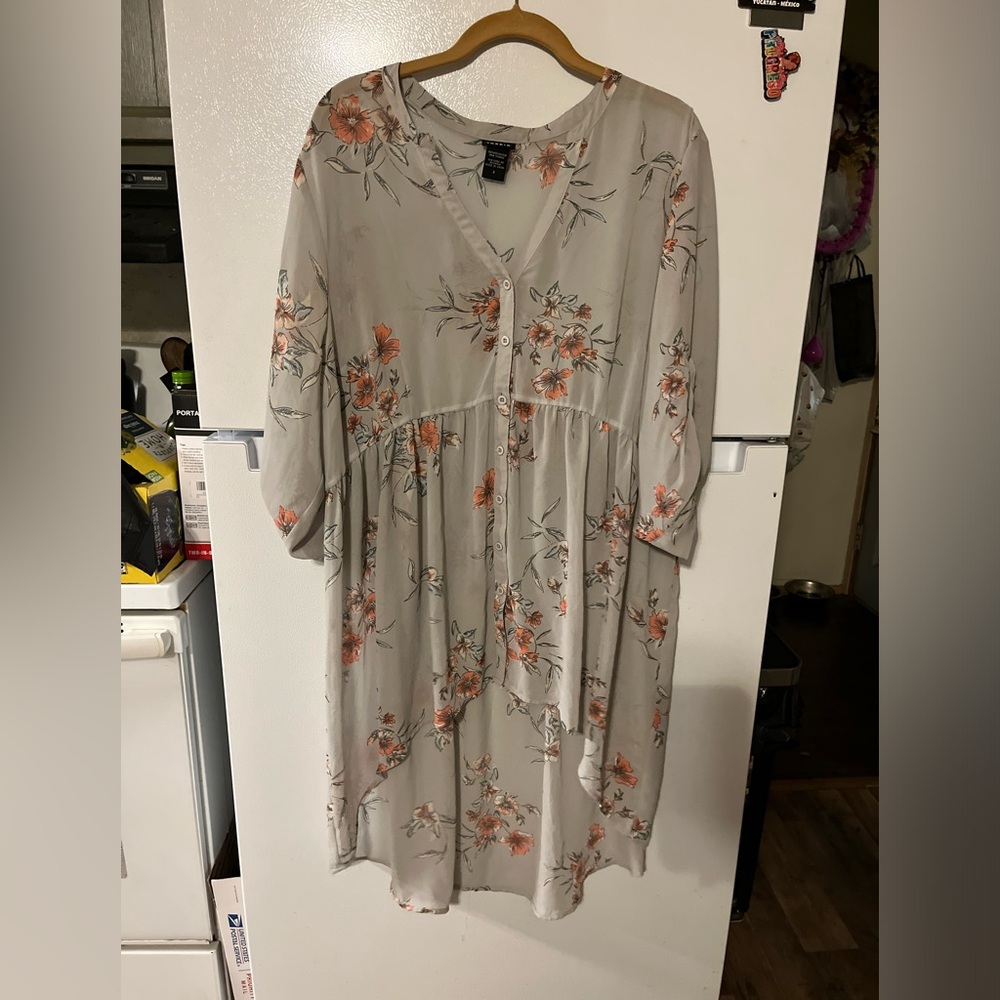 Torrid Size 2 Women's Top Lexie Floral Chiffon Hi Lo Babydoll Tunic